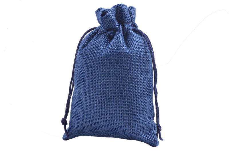 Sansam 50pcs 2.8X3.60 Inch Drawstring Burlap Gift Bags, Small Jute Jewellery Pouches, Tiny Navy Lining Burlap Favor Sacks For Herb, Spices, Jute Treat Bags for Christmas, Wedding, Party - Image 2